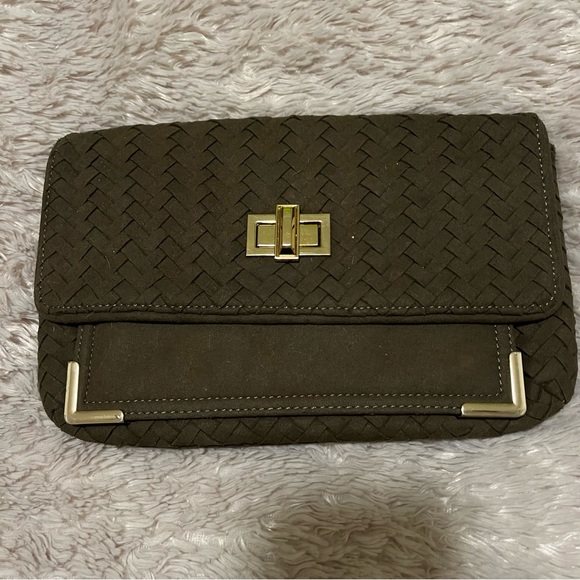 Neiman Marcus brown suede weave purse - Picture 1 of 8